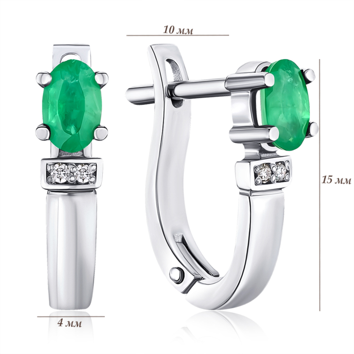 Золотые серьги с изумрудом и бриллиантами 52711/02/1/9601