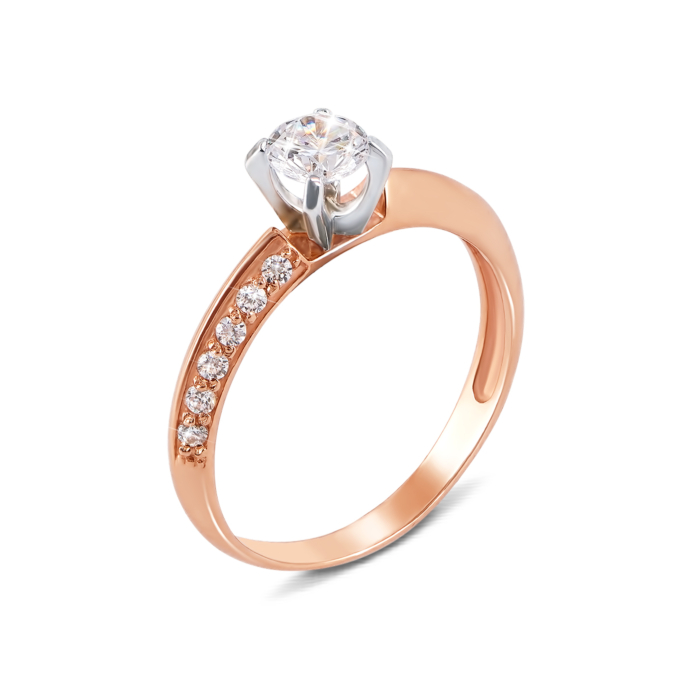 Золотое кольцо с фианитами. Артикул 11885