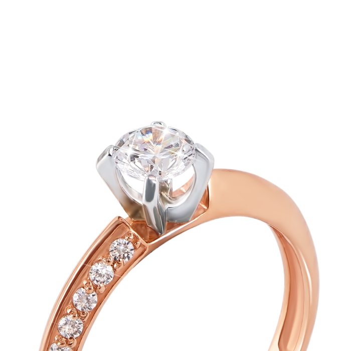 Золотое кольцо с фианитами. Артикул 11885