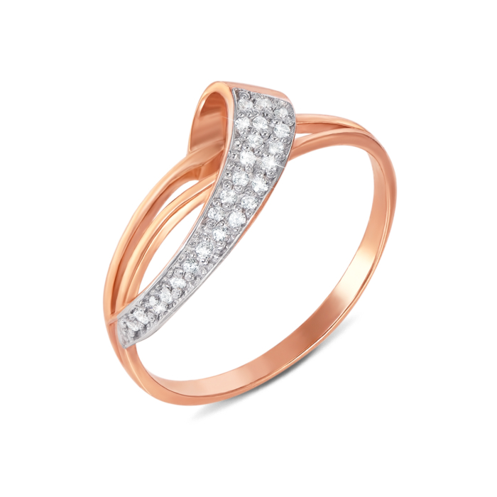 Золота каблучка з фіанітами. Артикул 11995 с