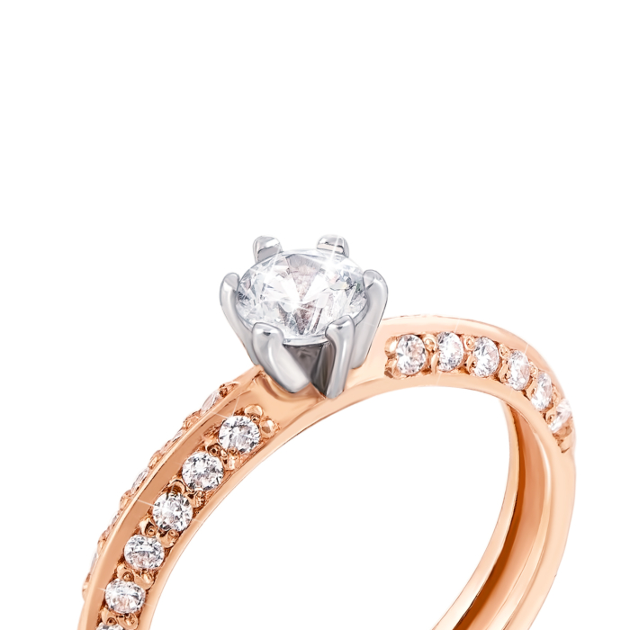 Золотое кольцо с фианитами. Артикул 12013