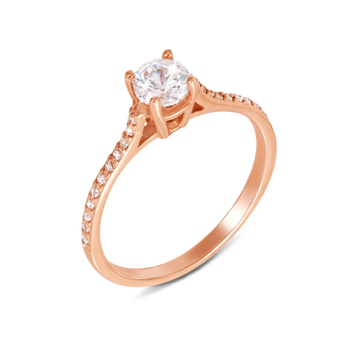 Золотое кольцо с фианитами. Артикул 12124