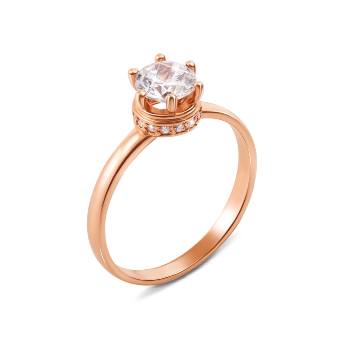 Золотое кольцо с фианитами. Артикул 12144