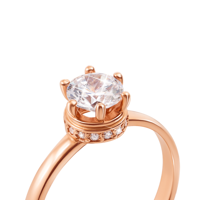 Золотое кольцо с фианитами. Артикул 12144