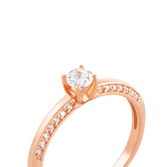 Золотое кольцо с фианитами. Артикул 12254