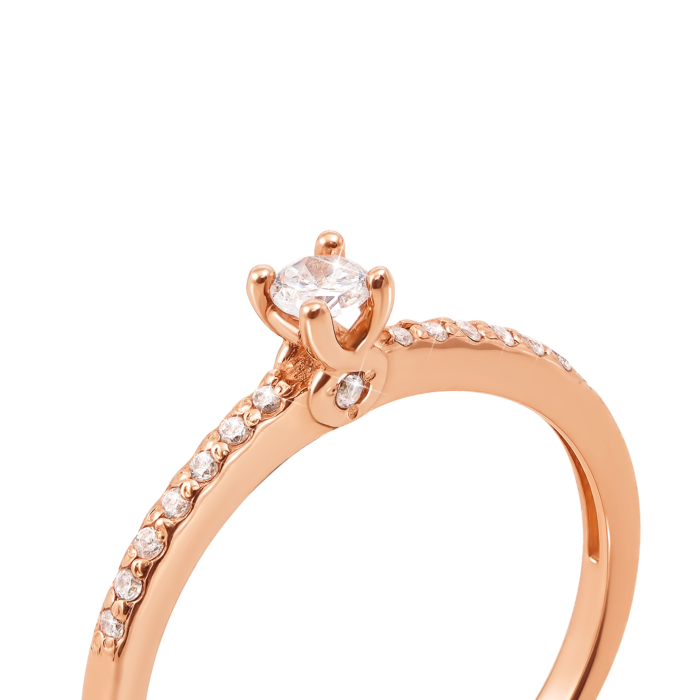 Золотое кольцо с фианитами. Артикул 12262