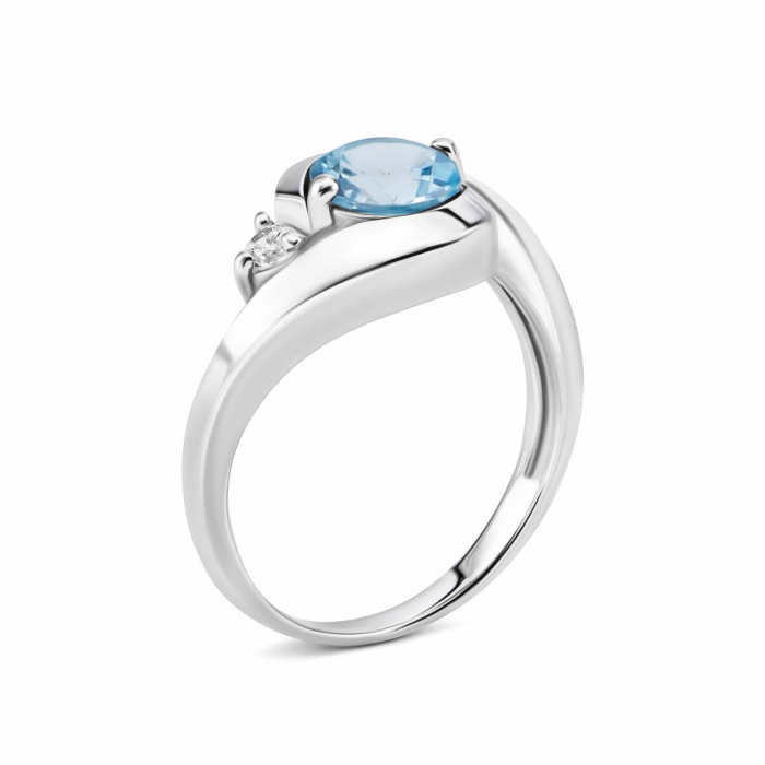 Серебряное кольцо с топазом и фианитом. Артикул UG5к1271топСRh
