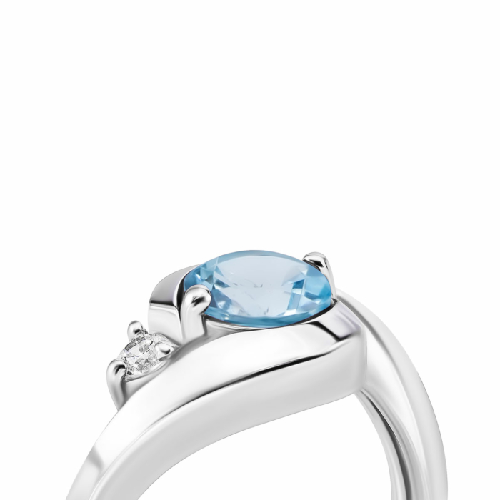 Серебряное кольцо с топазом и фианитом. Артикул UG5к1271топСRh