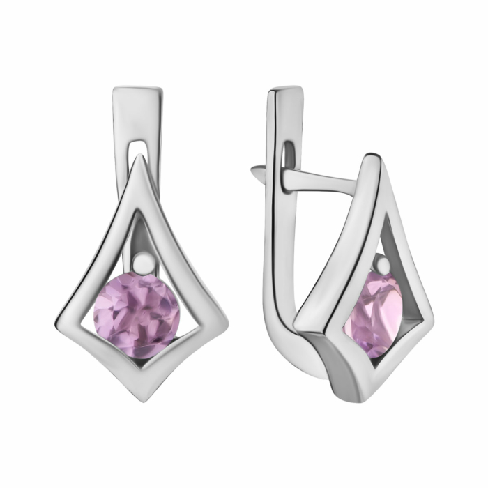 Срібні сережки з аметистом. Артикул UG5с1273аметRh