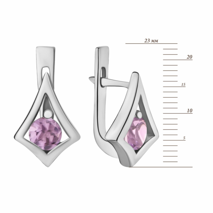 Срібні сережки з аметистом. Артикул UG5с1273аметRh