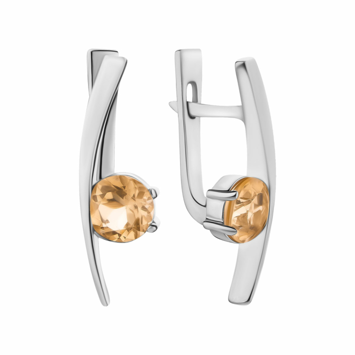 Срібні сережки з цитрином. Артикул UG5с1274цитрRh