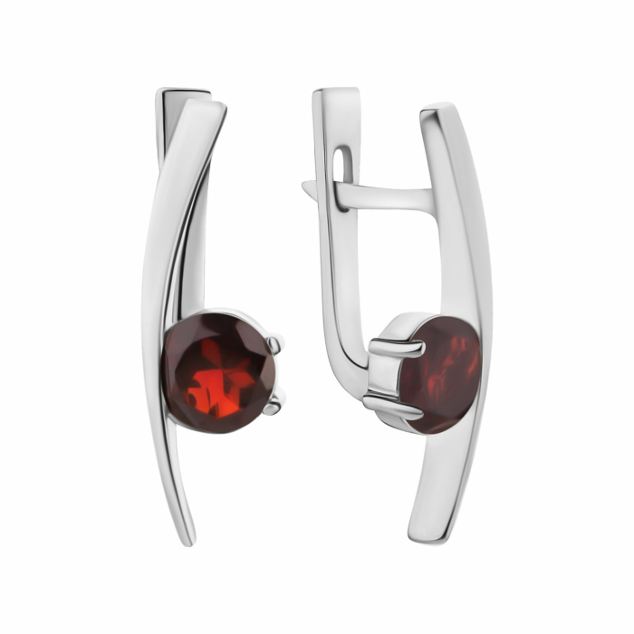 Срібні сережки з гранатом. Артикул UG5с1274грRh