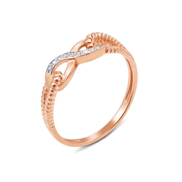 Золотое кольцо «Бесконечность». Артикул 12783