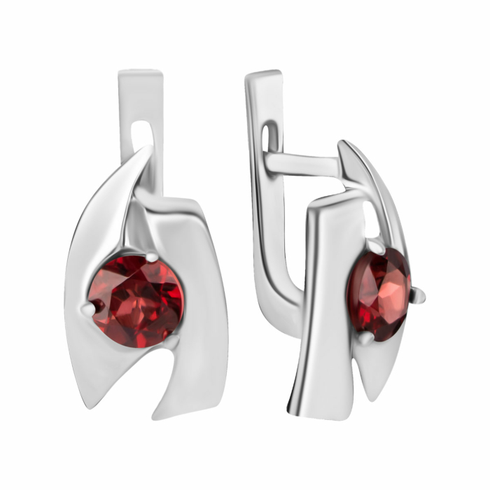 Срібні сережки з гранатом. Артикул UG5с1278грRh