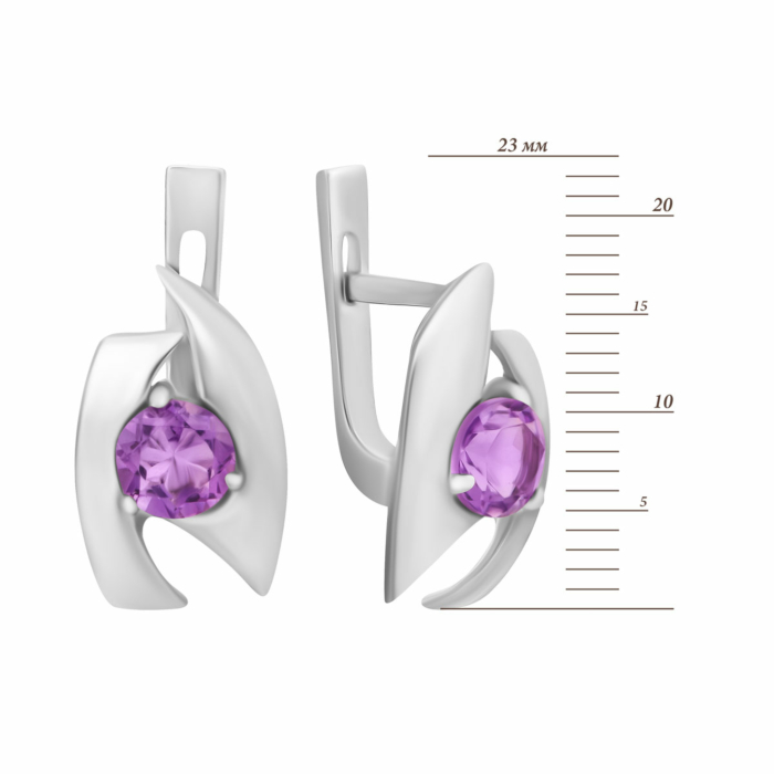 Срібні сережки з аметистом. Артикул UG5с1278аметRh