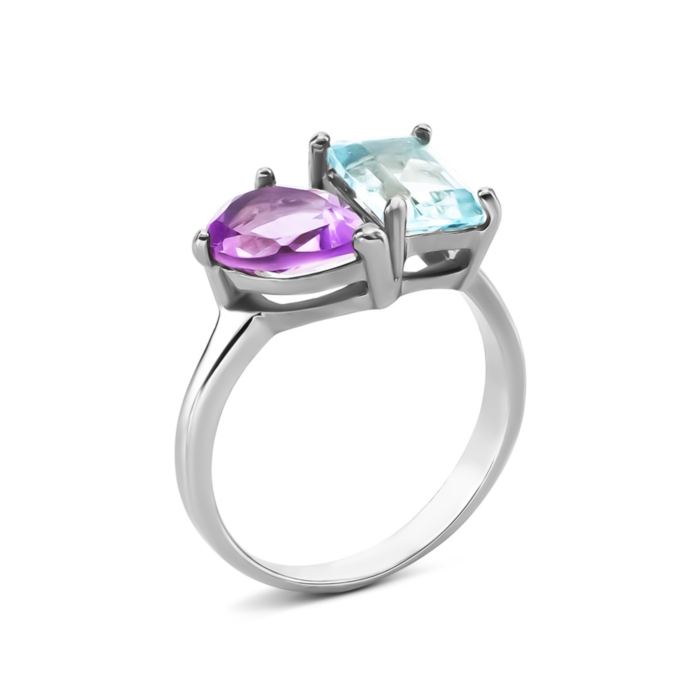 Срібна каблучка з топазом та аметистом. Артикул UG5к1301Rh
