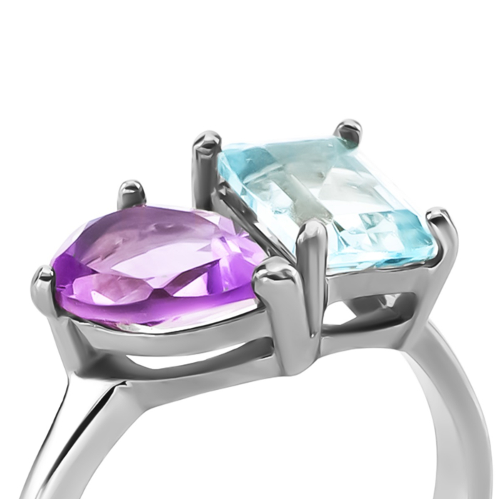 Срібна каблучка з топазом та аметистом. Артикул UG5к1301Rh