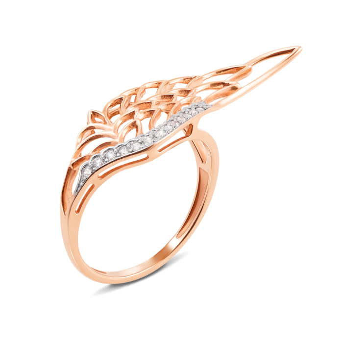 Золотое кольцо с фианитами. Артикул 13033 сп