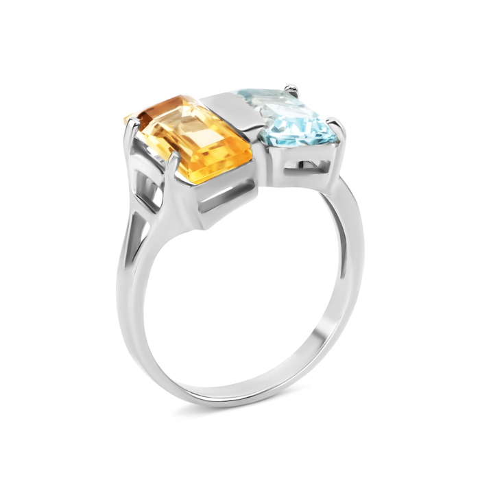 Срібна каблучка з цитрином та топазом. Артикул UG5к1305Rh