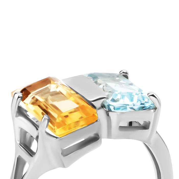 Срібна каблучка з цитрином та топазом. Артикул UG5к1305Rh