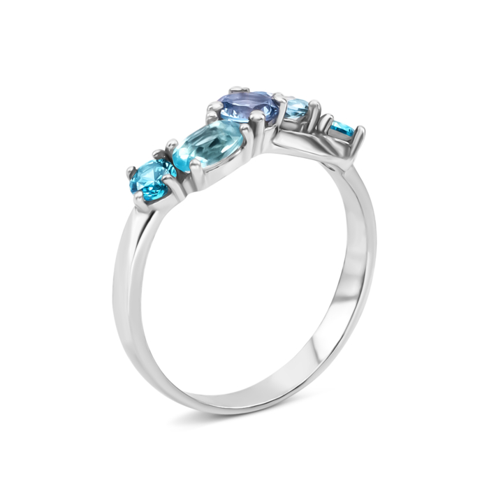 Серебряное кольцо с кварцем и фианитами. Артикул UG51321/1р-QLBQS