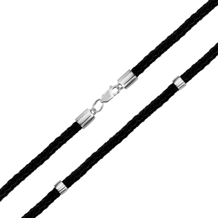 Ювелірний шнурок зі срібним замком. Артикул UG51321/455Rh