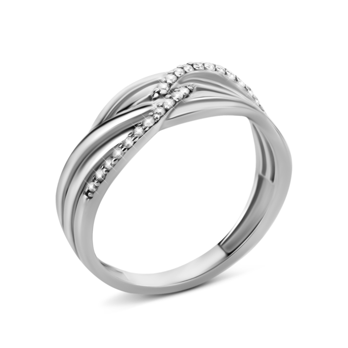 Срібна каблучка з фіанітами. Артикул UG51362К.Rh