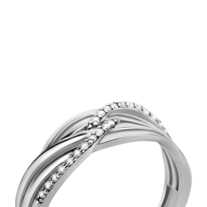 Срібна каблучка з фіанітами. Артикул UG51362К.Rh