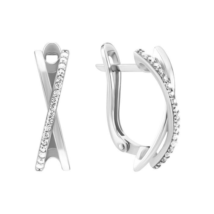 Срібні сережки з фіанітами. Артикул UG51373С.Rh