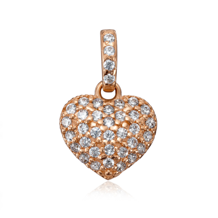 Золота підвіска «Серце» з фіанітами. Артикул 3831
