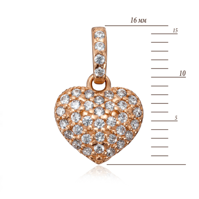 Золота підвіска «Серце» з фіанітами. Артикул 3831