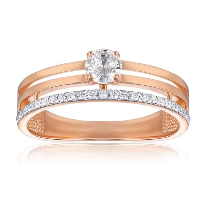 Золота каблучка з фіанітами. Артикул 13831/01/1/26