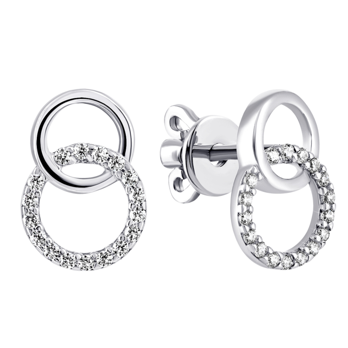 Золоті пусети з фіанітами. Артикул UG5СП1393(зв)Б