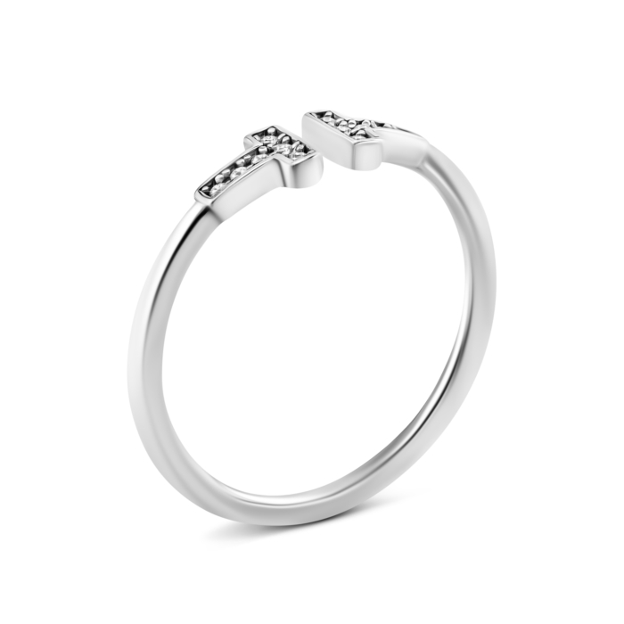 Срібна каблучка з фіанітами. Артикул UG51410К.Rh