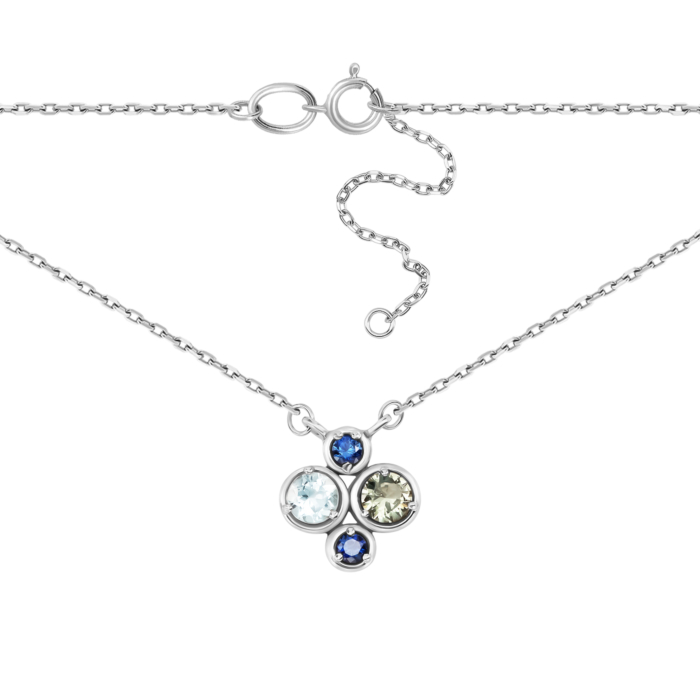 Серебряное колье с топазом, сапфиром и турмалином. Артикул UG5ко1410Rh