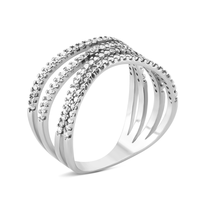 Срібна каблучка з фіанітами. Артикул UG51429К.Rh