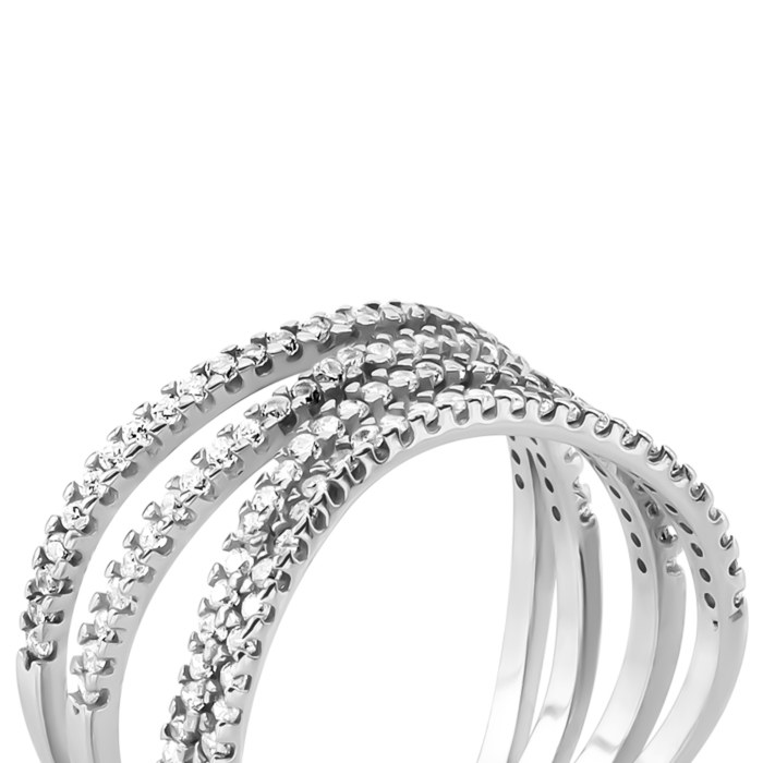 Срібна каблучка з фіанітами. Артикул UG51429К.Rh