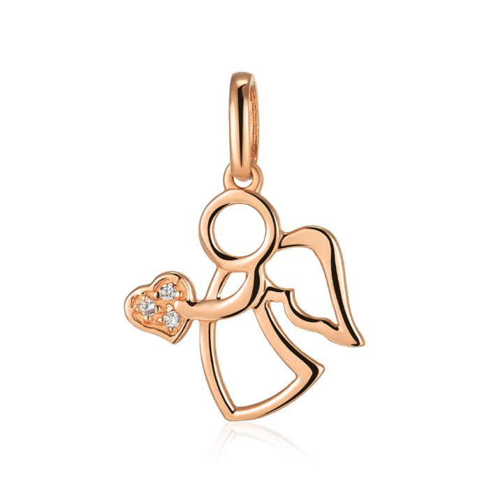 Золота підвіска «Янгол» з фіанітами. Артикул 3841