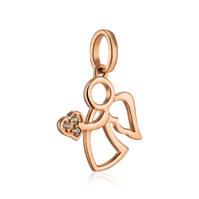 Золота підвіска «Янгол» з фіанітами. Артикул 3841