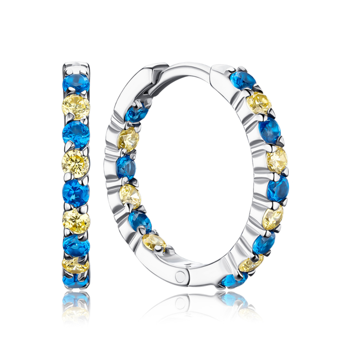 Срібні сережки конго з фіанітами 41351/12/1/4475