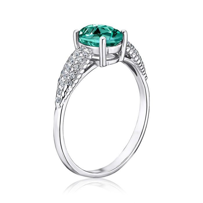 Срібна каблучка з штучним кварцем та фіанітами 00951/12/1/21293