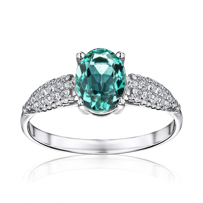 Срібна каблучка з штучним кварцем та фіанітами 00951/12/1/21293