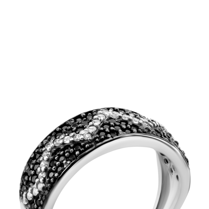 Серебряное кольцо с фианитами. Артикул UG51598чб/1р-CZ