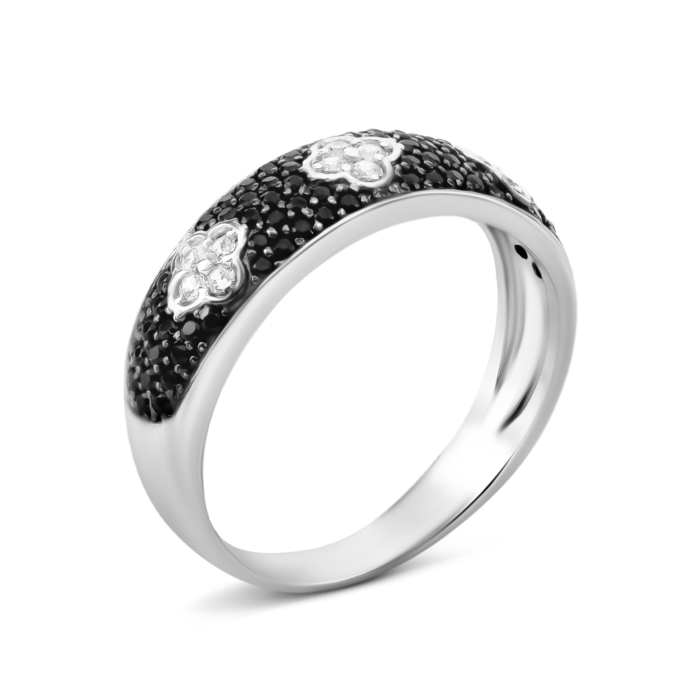 Срібна каблучка з фіанітами. Артикул UG51606чб/1р-CZ