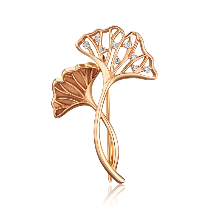 Золота брошка з фіанітами 4161/01/0/13