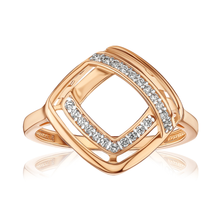 Золотое кольцо с фианитами 18278/01/0/1