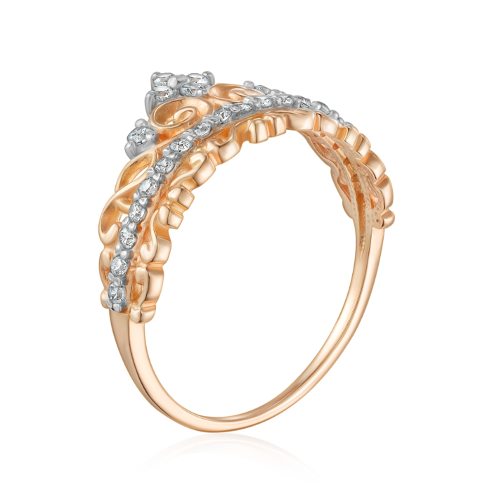 Золота каблучка з фіанітами. Артикул 13381/01/1/43