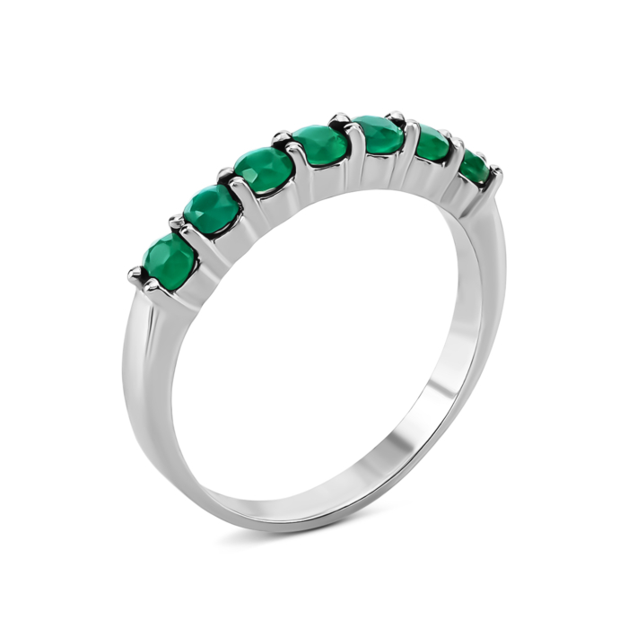 Срібна каблучка з зеленим агатом. Артикул UG51849/1р-GRAG