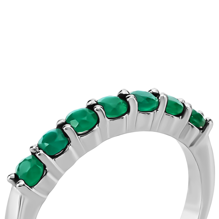 Срібна каблучка з зеленим агатом. Артикул UG51849/1р-GRAG