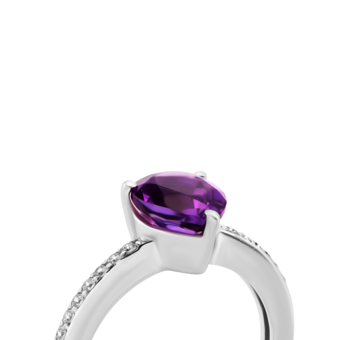 Серебряное кольцо с аметистом и фианитами. Артикул UG51854/1р-AMET